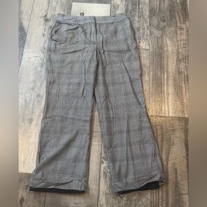 Talbots Petites Dress Pant 12 Gray Plaid Wool Fully Lined Straight Leg Women GUC